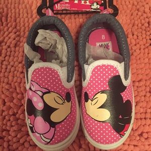 Brand new Mickey and Minnie polka dot shoes